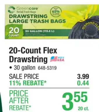 Menards Greencore 30 Gallon Flex Drawstring Trash Bags - 20 count offer