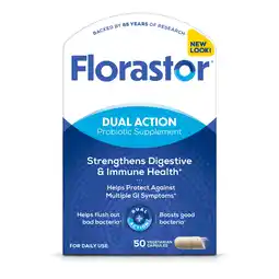 Walmart Florastor Unisex Daily Probiotic Supplement Capsules for Digestive Health, 50 Count offer