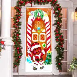 Walmart SYNCFUN Christmas Ginger Bread House Window Door Cover Winter Holiday Party Decoration 72X30 Inches offer