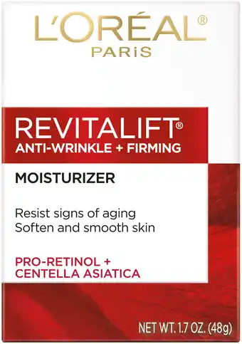 Walmart L'Oreal Paris Revitalift Anti-Wrinkle plus Firming Day Face Moisturizer, 1.7 oz offer