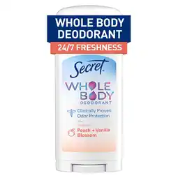 Walmart Secret Whole Body Deodorant Stick Aluminum Free, Peach & Vanilla 2.6oz offer