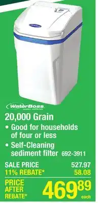 Menards WaterBoss Pro 20,000 Grain Water Softener offer