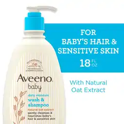 Walmart Aveeno Baby Daily Moisture Bath Body Wash & Shampoo, Liquid Soap, Oat Extract, 18 fl oz offer