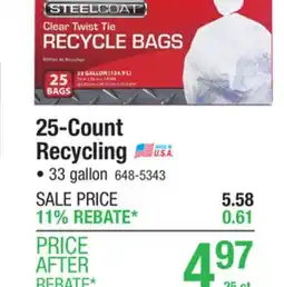 Menards Steelcoat 33 Gallon Clear Recycling Trash Bags - 25 count offer