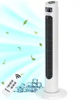 Walmart MaxKare 36 Tower Fan Oscillating Cooling Fan, Remote Control 3 Speeds 3 Wind Modes Timer, White offer