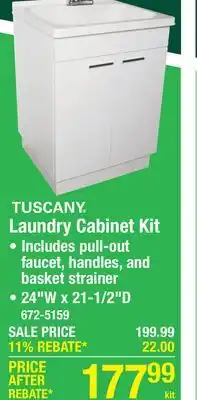 Menards Tuscany 24W x 21-1/2D White Cabinet and ABS Laundry/Utility Tub with Faucet offer