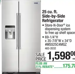 Menards Maytag 25 cu. ft. Fingerprint Resistant Stainless Steel Side-by-Side Refrigerator offer