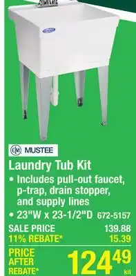 Menards Mustee UtilaTub 23W x 23-1/2D White Thermoplastic Floor-Mount Laundry/Utility Sink with Faucet offer