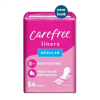 Walmart Carefree Panty Liners, Regular, Unscented, Wrapped, 8 Hour Odor Control, 54 Ct offer