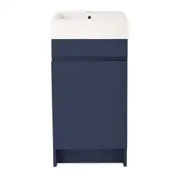 Walmart Mainstays 17.75 Bathroom Vanity Cabinet with Cultured Marble Sink, Deep Cobalt offer