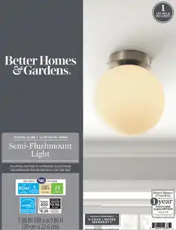 Walmart Better Homes & Gardens 8 Classic Semi Flush Mount Ceiling Light, Nickel Finish Frosted Glass Shade offer