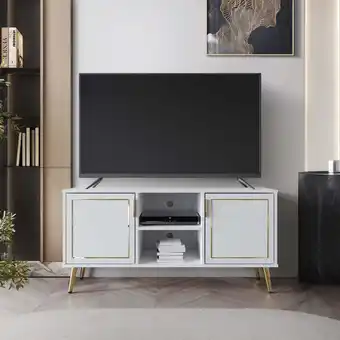 Walmart Castle Place Glam 47 TV Stand Console for TVs up to 55, White offer