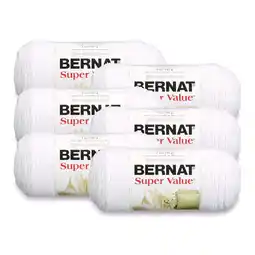 Walmart Bernat Super Value #4 Medium Acrylic Yarn, White 7oz/197g, 426 Yards (6 Pack) offer