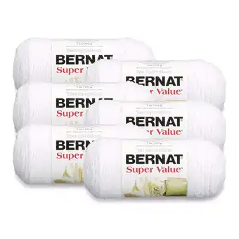 Walmart Bernat Super Value #4 Medium Acrylic Yarn, White 7oz/197g, 426 Yards (6 Pack) offer