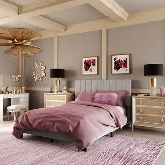 Walmart Hillsdale Furniture Crestone Gray Velvet Tufted Upholstered Platform Queen Bed offer