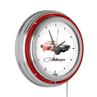 Walmart Dodge Challenger Stripes 2 Retro Neon Analog Wall Clock with Pull Chain offer