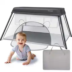 Walmart Vomeast Travel Crib, Baby Bassinet Portable Crib, Travel Playard Foldable with Baby Mattress, Gray offer