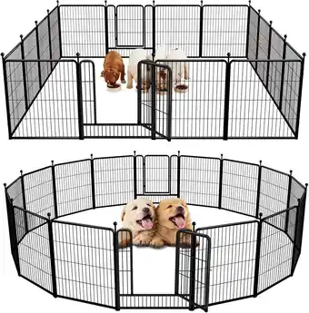 Walmart FXW Rollick Dog Playpen for Indoor, Courtyard, RV Camping, 32'' 16 Panels for Medium Dogs offer