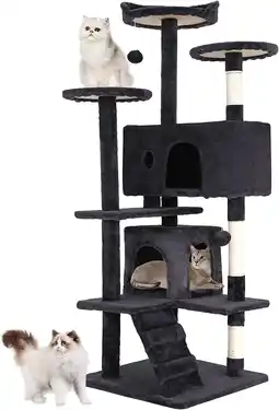 Walmart BestPet 54in Cat Tree Tower, Scratch Posts, Condo, Toys, Dark Gray, Perfect for Active Cats offer