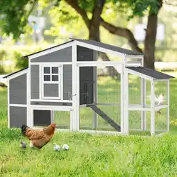 Walmart YODOLLA Large Wooden Chicken Coop with Nesting Boxes, Fits 6-8 Chickens in Gray offer