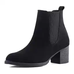 Walmart Pennysue Women Chelsea Boots Black Pu Female Chunky Heel Ankle Booties 10M offer