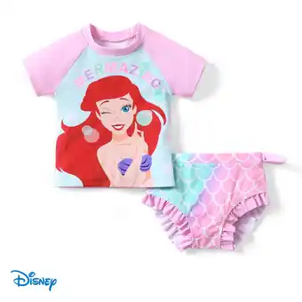 Walmart Disney Princess Toddler Girls Swimsuit Ariel Rapunzel Tiana Rash Guard 2 Pieces Set Sizes 2-6 offer