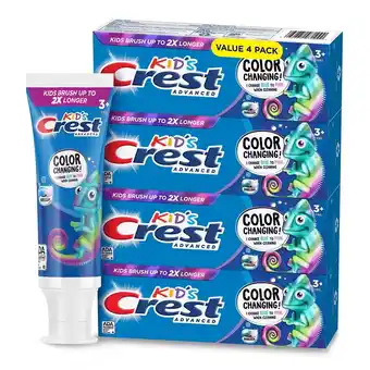 Walmart Crest Advanced Kid's Color Change Fluoride Toothpaste, Bubblegum (4.2 Oz, 4 Pk) offer