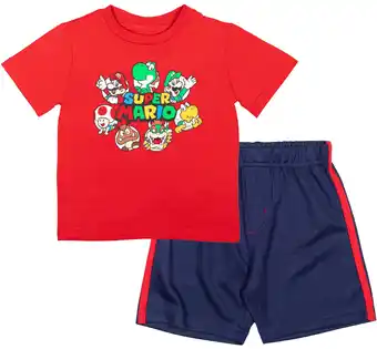 Walmart SUPER MARIO Nintendo Mario Luigi Bowser Toddler Boys T-Shirt and Shorts Outfit Set Infant to Toddler offer