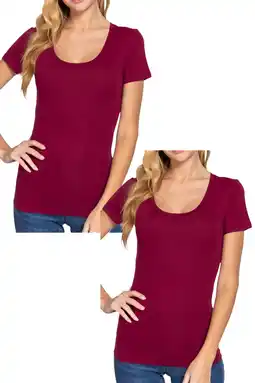 Walmart MOA Collection Women's Short Sleeve Scoop Neck Cotton Jersey Top - Soft and Stretchy 2-Pack offer