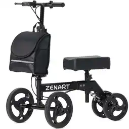 Walmart ZENART Foldable Knee Walker, Deluxe Medical Scooter for Foot Surgery Crutches Alternative Black offer