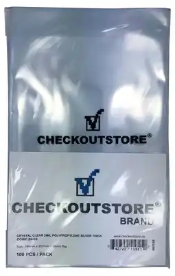 Walmart (100) CheckOutStore Crystal Clear Silver Age Comic Book Bags (Non-sealable Flap / Thick) offer