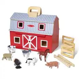 Walmart Melissa & Doug Fold and Go Wooden Barn With 7 Animal Play Figures offer