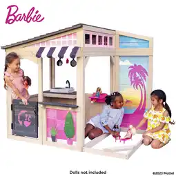 Walmart KidKraft Barbie Seaside Wooden Outdoor Playhouse with Attachable Doll Table and Chairs offer