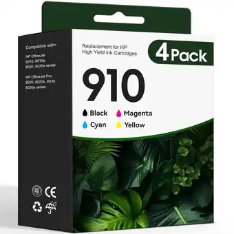 Walmart 910 Ink for HP 910 910XL Ink Cartridges - (Cyan Magenta Yellow Black), 4 Pack offer