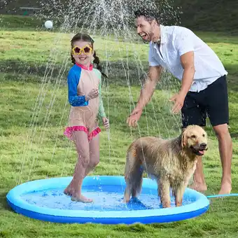 Walmart JOYFY 5ft Thicken Sprinkler Mat, Blue,Non-Slip Splash Pad for Kids, Summer Outdoor Water Toys offer