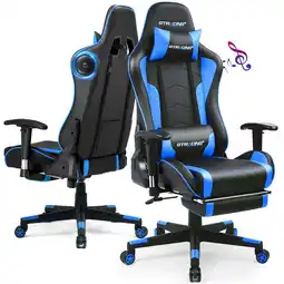 Walmart GTPLAYER Gaming Chair with Bluetooth Speakers Footrest PU Leather Music Office Chair, Blue offer