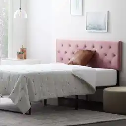 Walmart Rest Haven Raleigh Tufted Velvet Upholstered Headboard, California King, Pink offer