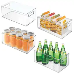 Walmart mDesign Large Deep Plastic Kitchen Storage Organizer Bin, Handles, 4 Pack, Clear offer