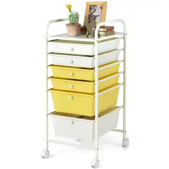 Walmart Topbuy 6 Drawer Scrapbook Paper Organizer Rolling Storage Cart for Office School Yellow offer