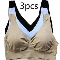 Walmart 3 pack Women Sports Bra Wirefree Yoga Bras Tank Top High Intensity Push Up offer