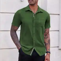 Walmart Fitoron Casual Dress Shirts for Men Short Sleeve Pullover Tops Summer Saving Clearance Green 2XL offer