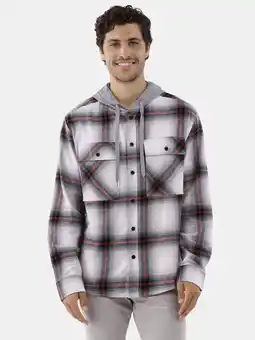 Walmart No Boundaries Men's & Big Men's Hooded Long Sleeve Flannel Shirt, Sizes XS-5XL offer