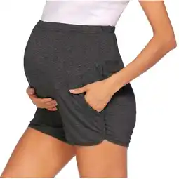 Walmart Summer Maternity Yoga Shorts for Women Gray Pregnancy Solid Color Workout Lounge Pants offer