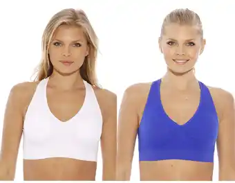 Walmart Just Intimates Racerback Sports Bra (Pack of 2) (bright navy, white, L, Regular) offer