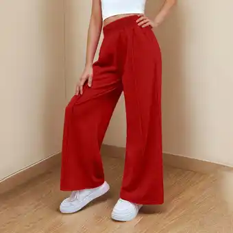 Walmart Cethrio Wide Leg Pants for Girls, Elastic Waist Casual Loose Fit Athletic Pants Red Size 7-8 T offer