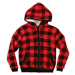 Walmart followme Girls Sweater Zip Hoodie Jacket (10-12 Years, Buffalo Plaid) offer