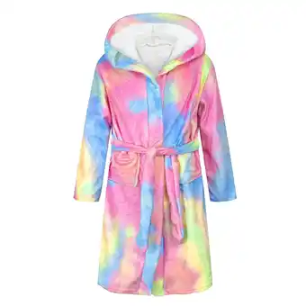 Walmart HUPTTEW Teen Kids Boys Girls Hooded Warm Flannel Fleece Towel Robe Bathrobe Soft Pajamas Sleepwear offer