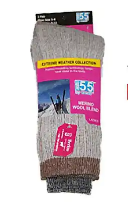 Walmart Ex-Cell Thermal Merino Wool Sock, 2pk (Womens 5-8) - Brown/Grey offer