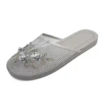 Walmart LAVRA Women's Mesh Sequin Slide Beaded Chinese Slippers Floral Embellished Shoes offer