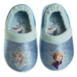 Walmart Disney Frozen Anna and Elsa Nylex Fabric Slippers - Blue, 5-6 offer